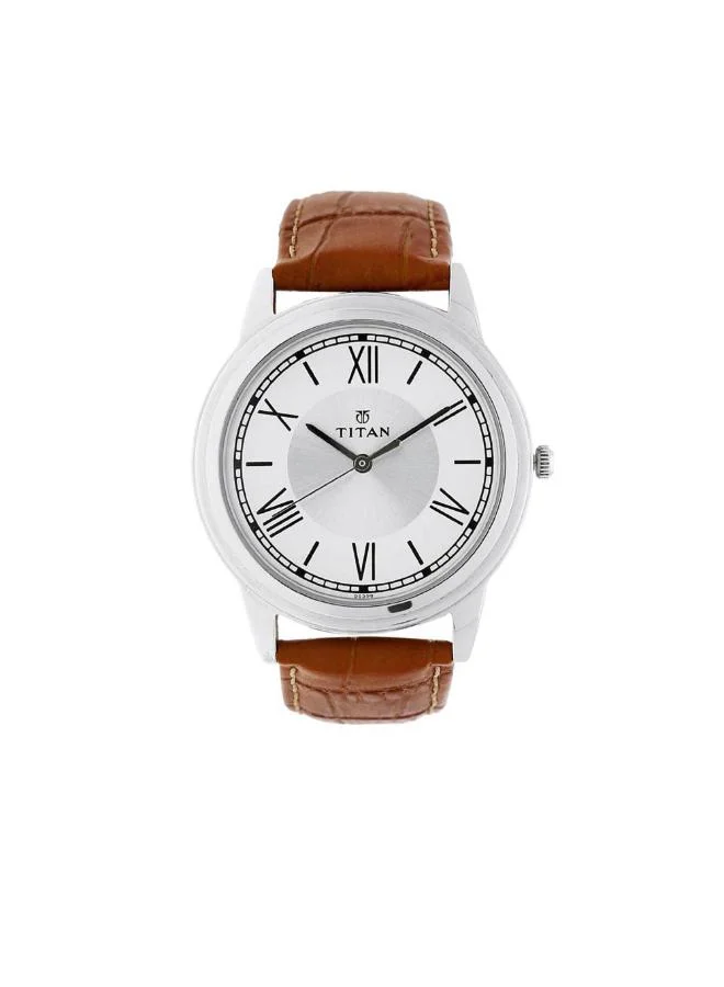 تيتان Men's Leather Analog Watch 1735SL01 - 40 mm