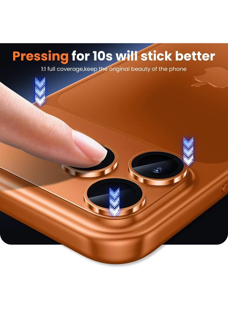 أكاليكس واقي عدسة الكاميرا لهاتف iPhone 17 Pro، غطاء حلقي من الزجاج المقوى 9H بتغطية كاملة، لوحة معدنية غير لامعة، مناسب للحافظات، شاشة 6.5 بوصة، عبوة من قطعة واحدة (برتقالي) - Image 3