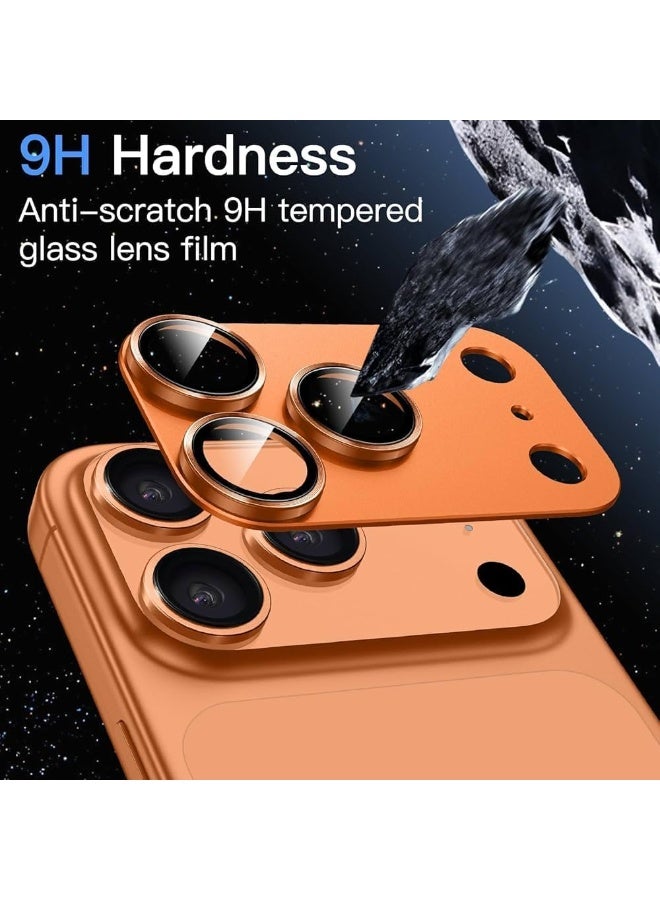 أكاليكس واقي عدسة الكاميرا لهاتف iPhone 17 Pro، غطاء حلقي من الزجاج المقوى 9H بتغطية كاملة، لوحة معدنية غير لامعة، مناسب للحافظات، شاشة 6.5 بوصة، عبوة من قطعة واحدة (برتقالي) - Image 4