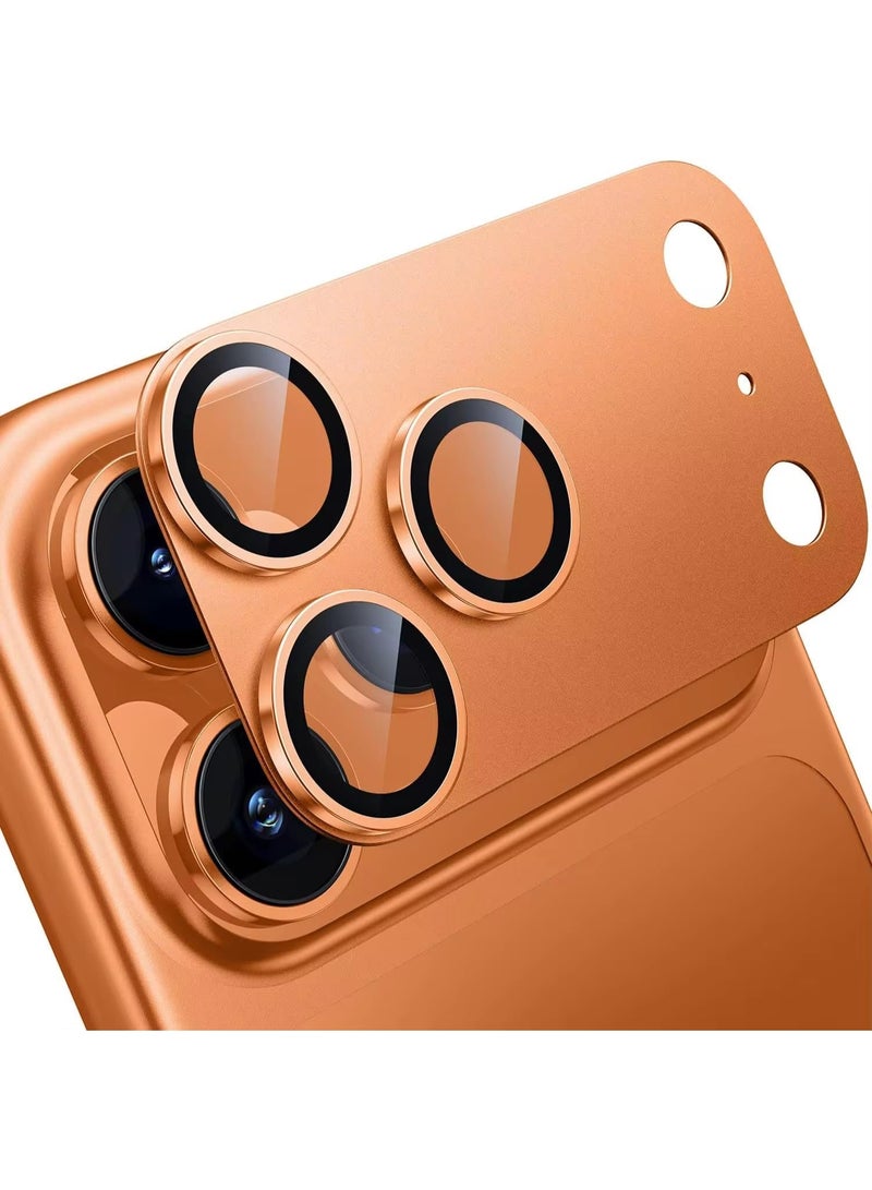 أكاليكس واقي عدسة الكاميرا لهاتف iPhone 17 Pro، غطاء حلقي من الزجاج المقوى 9H بتغطية كاملة، لوحة معدنية غير لامعة، مناسب للحافظات، شاشة 6.5 بوصة، عبوة من قطعة واحدة (برتقالي) - Image 1