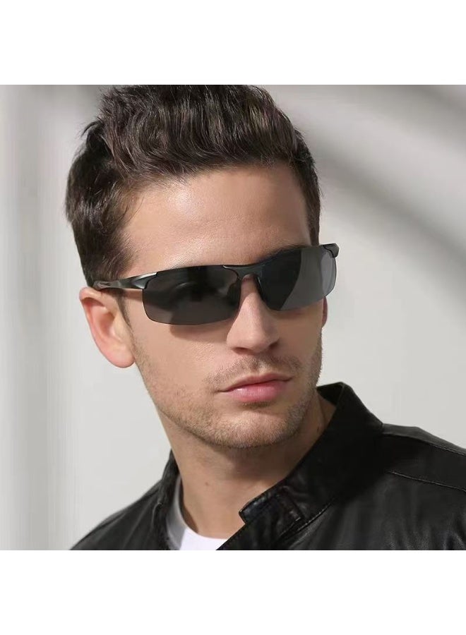 Professional polarized sunglasses for men and women - UV400 protection, gunmetal frame, black lenses, anti-glare for driving, leisure, and sports; with metal frame and complete accessory kit. - Image 5