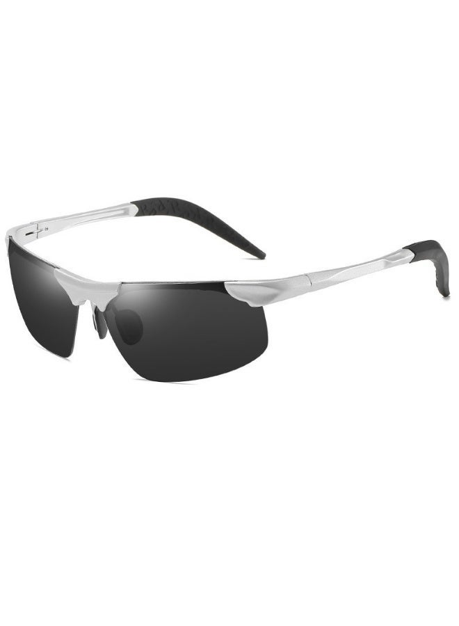 Professional polarized sunglasses for men and women - UV400 protection, gunmetal frame, black lenses, anti-glare for driving, leisure, and sports; with metal frame and complete accessory kit. - Image 1