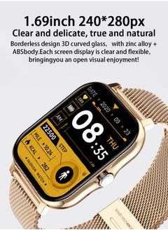 OULIYO Smart Watch for Women Men (Answer/Make Call), Fitness Tracker for Android Ios Phones Waterproof Smartwatch 1.7" HD Full Touch Screen Activity Trackers Heart Rate Sleep Monitor Pedometer, Gold  - Image 4