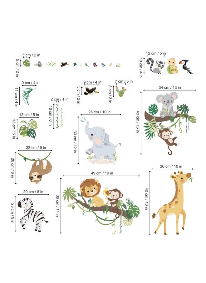 decalmile - Jungle Animals Tree Branch Wall Decals Safari Monkey Giraffe Lion Wall Stickers Baby Nursery Kids Room Daycare Wall Decor - Image 1