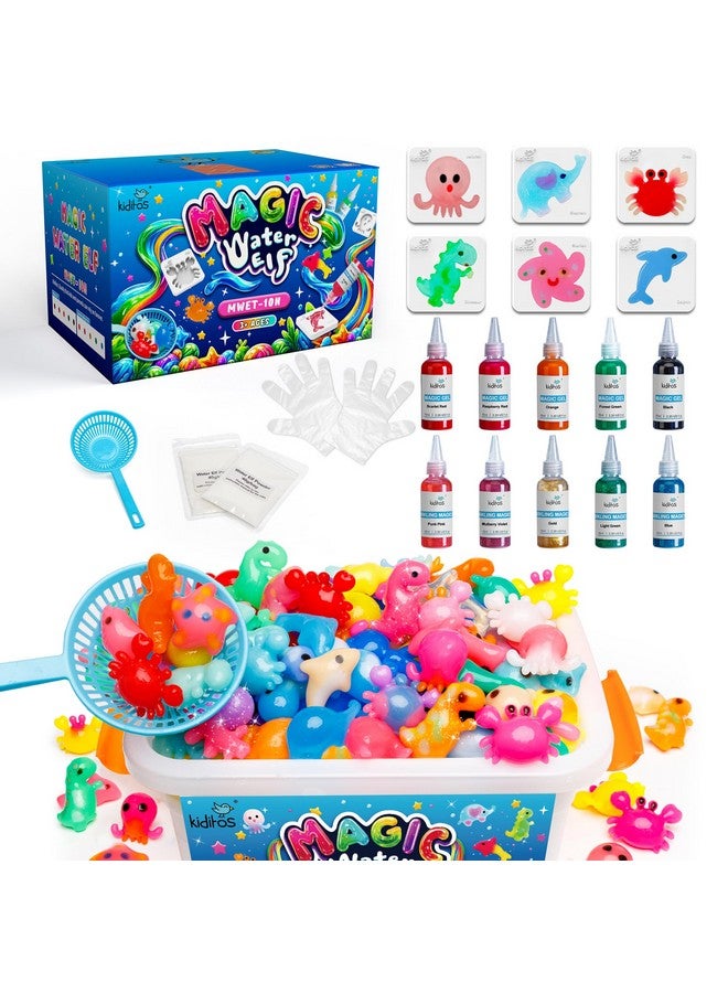 كيديتوس مجموعة ألعاب الجنيات المائية السحرية، مجموعة جل مائي سحري مكونة من 10 جل سحري، 6 قوالب مخلوقات بحرية. هدايا الكريسماس، هدايا أعياد الميلاد، هدايا الحفلات، مجموعات سيقان يدوية الصنع للأطفال (10 ألوان) - Image 1