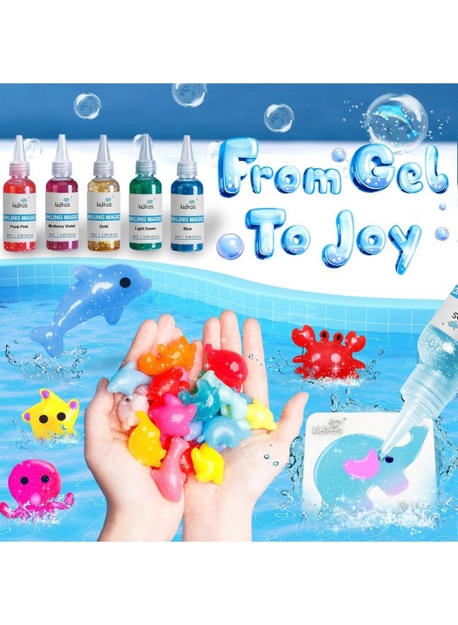 كيديتوس مجموعة ألعاب الجنيات المائية السحرية، مجموعة جل مائي سحري مكونة من 10 جل سحري، 6 قوالب مخلوقات بحرية. هدايا الكريسماس، هدايا أعياد الميلاد، هدايا الحفلات، مجموعات سيقان يدوية الصنع للأطفال (10 ألوان) - Image 2