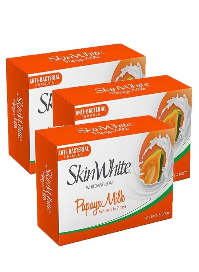 skin white Skinwhite Papaya Milk Whitening Soap With 90G *3  - Image 1