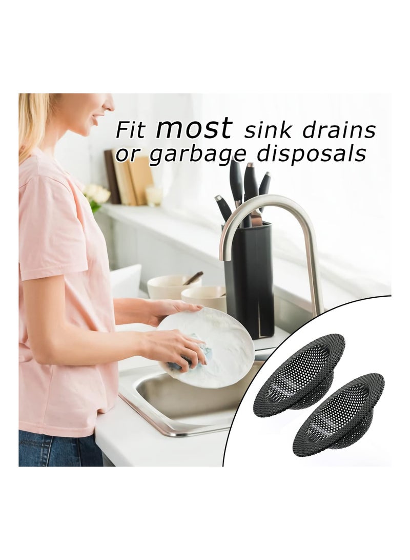 مجموعة 2 قطع مصفاة حوض مطبخ سوداء بحافة واسعة بقطر 4.5 إنش مصنوعة من الفولاذ المقاوم للصدأ، مصفاة تصريف للحوض تناسب معظم مصارف الأحواض، مضادة للانسداد وغير قابلة للصدأ - Image 5