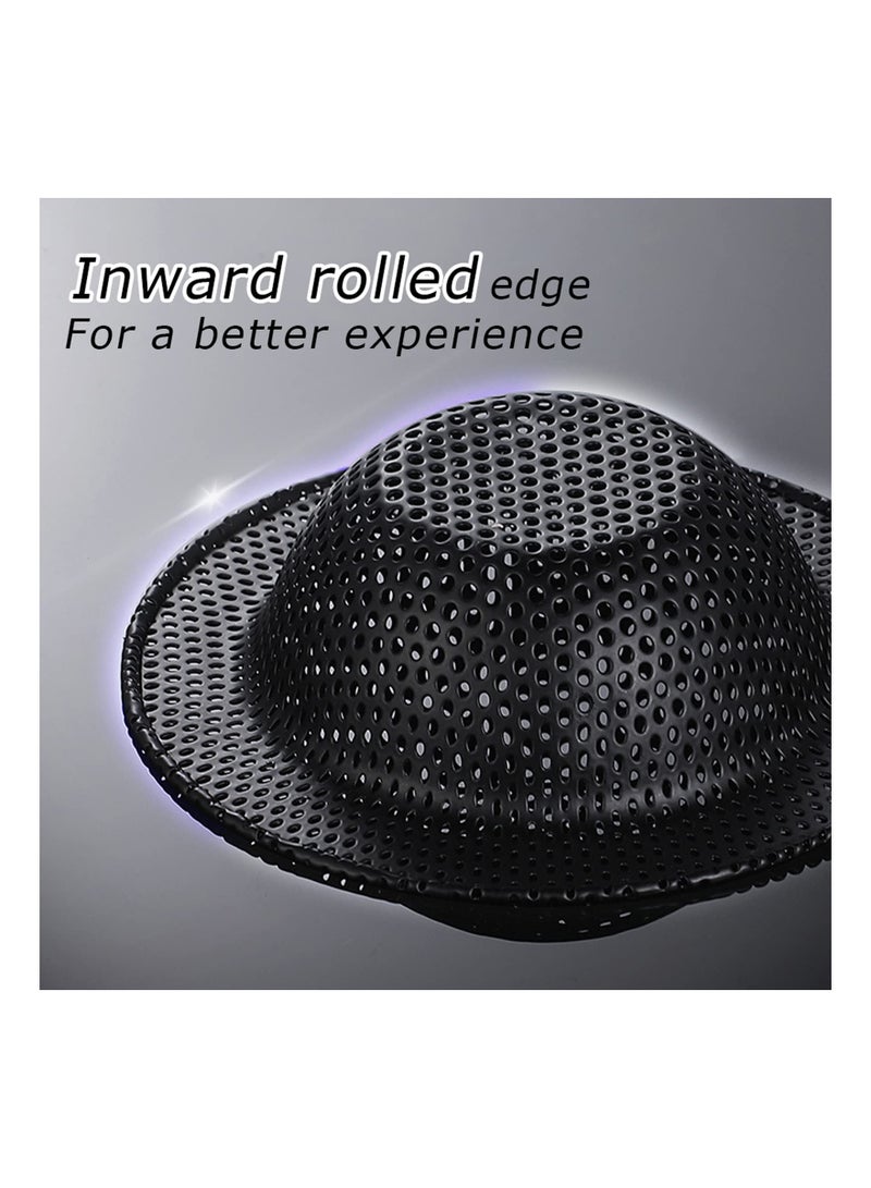 مجموعة 2 قطع مصفاة حوض مطبخ سوداء بحافة واسعة بقطر 4.5 إنش مصنوعة من الفولاذ المقاوم للصدأ، مصفاة تصريف للحوض تناسب معظم مصارف الأحواض، مضادة للانسداد وغير قابلة للصدأ - Image 4