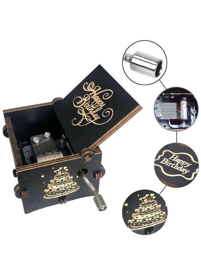 إيثيو صندوق موسيقى خشبي فريد من نوعه من EITHEO بمقبض يدوي لعيد ميلاد سعيد باللون الأسود - Image 5