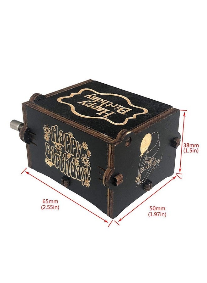 إيثيو صندوق موسيقى خشبي فريد من نوعه من EITHEO بمقبض يدوي لعيد ميلاد سعيد باللون الأسود - Image 3