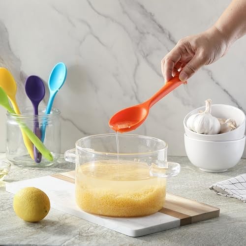 VITUER 5PCS Silicone Serving Spoons Set, Vituer Heat Resistant Kitchen Spoons for Cooking, Mixing, Stirring and Serving, Dishwasher Safe (5 Pack, Multicolor) - Image 3