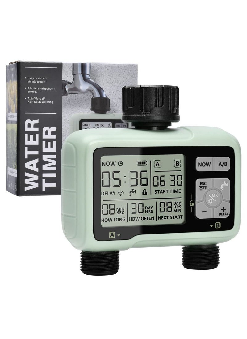 SYOSI - Sprinkler Timer, Water Sprinkler Timer with 2 Outlets, Garden Automatic Watering System/Sprinklers for Lawns Programmable Hose Timer Irrigation System with Child Lock Mode - Image 1