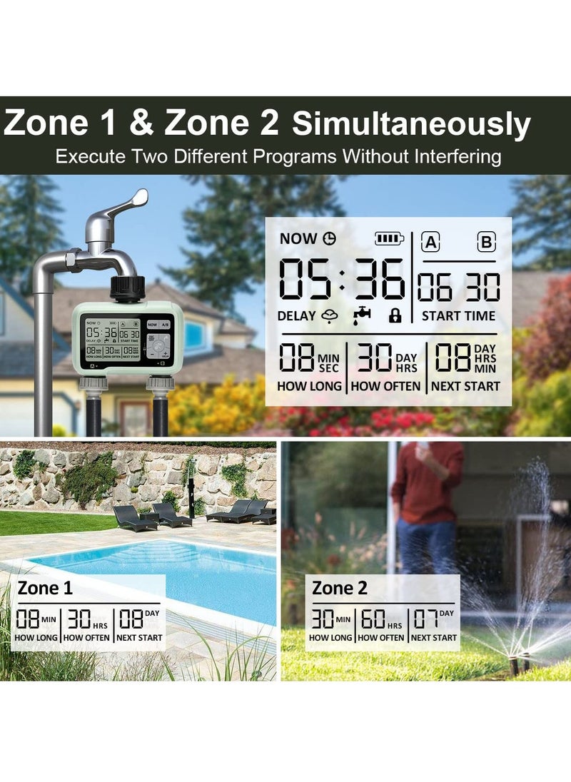 SYOSI - Sprinkler Timer, Water Sprinkler Timer with 2 Outlets, Garden Automatic Watering System/Sprinklers for Lawns Programmable Hose Timer Irrigation System with Child Lock Mode - Image 1