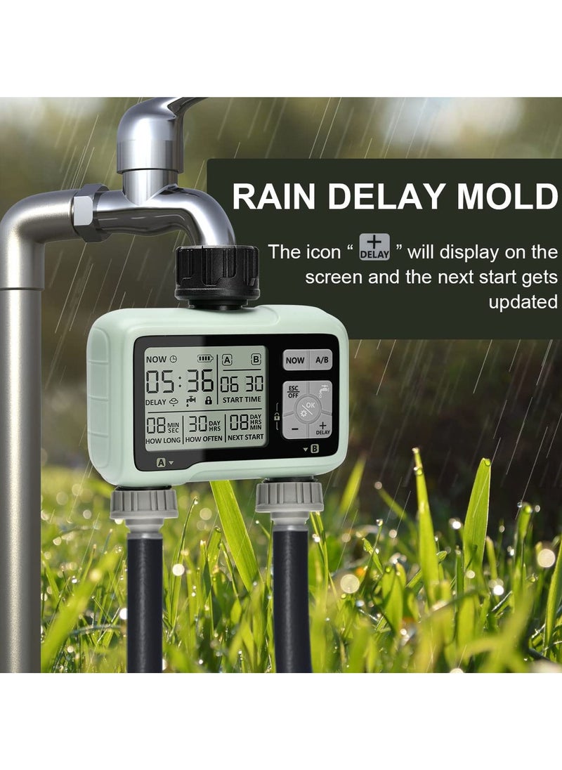 SYOSI - Sprinkler Timer, Water Sprinkler Timer with 2 Outlets, Garden Automatic Watering System/Sprinklers for Lawns Programmable Hose Timer Irrigation System with Child Lock Mode - Image 1
