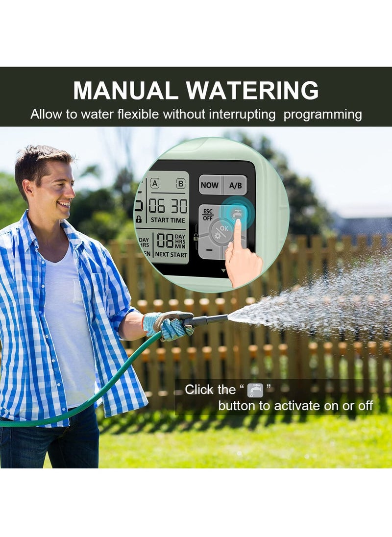 SYOSI - Sprinkler Timer, Water Sprinkler Timer with 2 Outlets, Garden Automatic Watering System/Sprinklers for Lawns Programmable Hose Timer Irrigation System with Child Lock Mode - Image 1