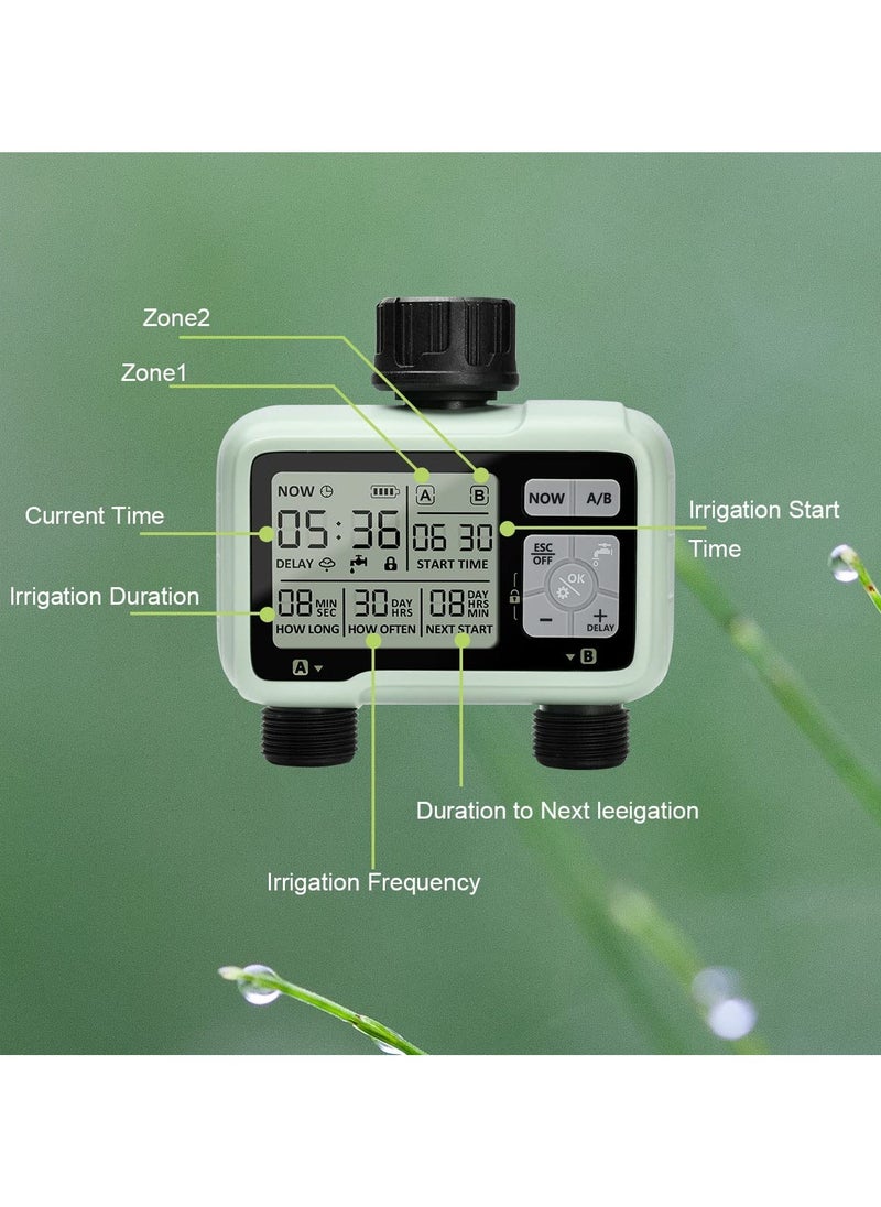 SYOSI - Sprinkler Timer, Water Sprinkler Timer with 2 Outlets, Garden Automatic Watering System/Sprinklers for Lawns Programmable Hose Timer Irrigation System with Child Lock Mode - Image 1