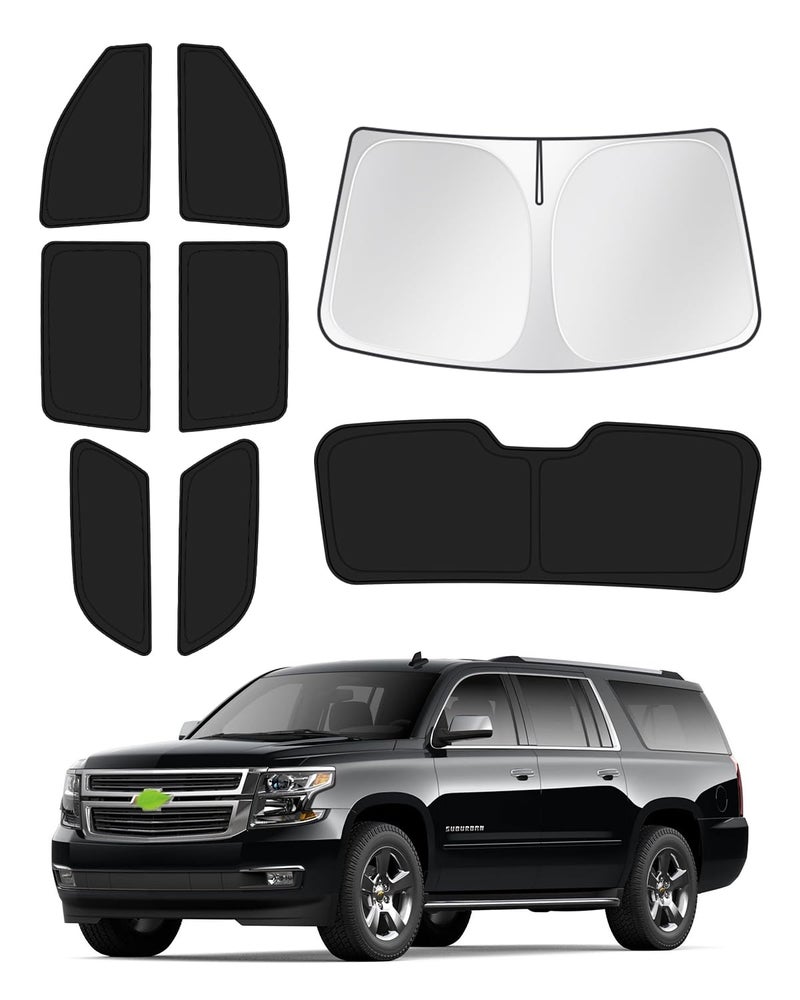 Canvcle Sunshades for 20212025 2026 GMC Yukon XLChevy Suburban Accessories Windshield Sun Shade Side Rear Window Shade Cover Sun Visor Shield Privacy Protection Keep Vehicle Cool Black 8PCS