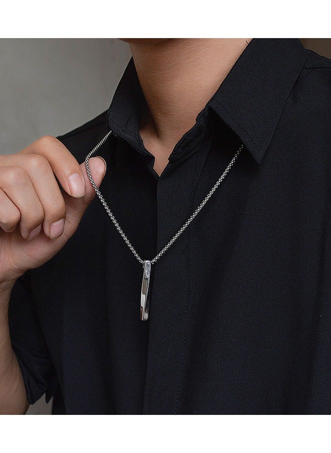 Casual Stylish Spiral Pendant Necklace Cool Sweater Chain for Men Women Silver - Gray  - Image 4
