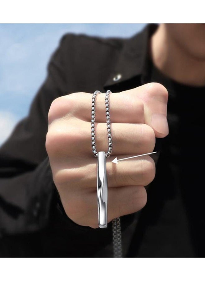 Casual Stylish Spiral Pendant Necklace Cool Sweater Chain for Men Women Silver - Gray  - Image 5