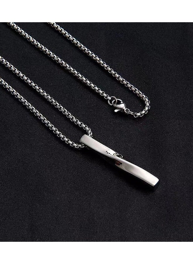 Casual Stylish Spiral Pendant Necklace Cool Sweater Chain for Men Women Silver - Gray  - Image 3