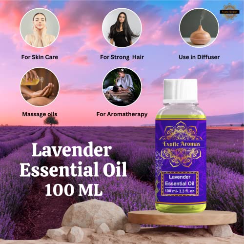 Exotic Aromas Lavender Essential Oil 100 Ml for Aroma Therapy, Stress Relief, Hair, Skin - Image 2