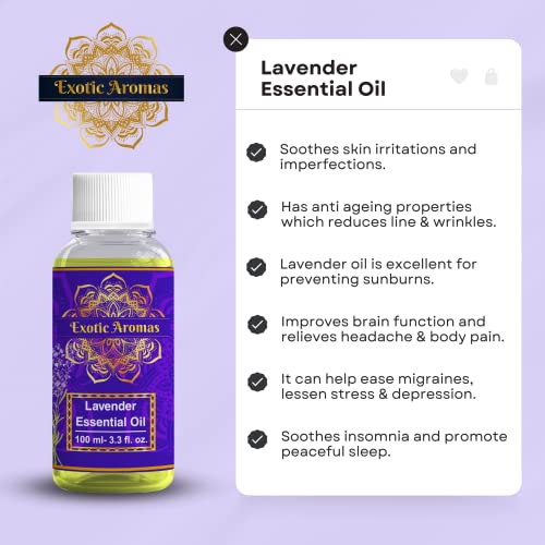 Exotic Aromas Lavender Essential Oil 100 Ml for Aroma Therapy, Stress Relief, Hair, Skin - Image 4