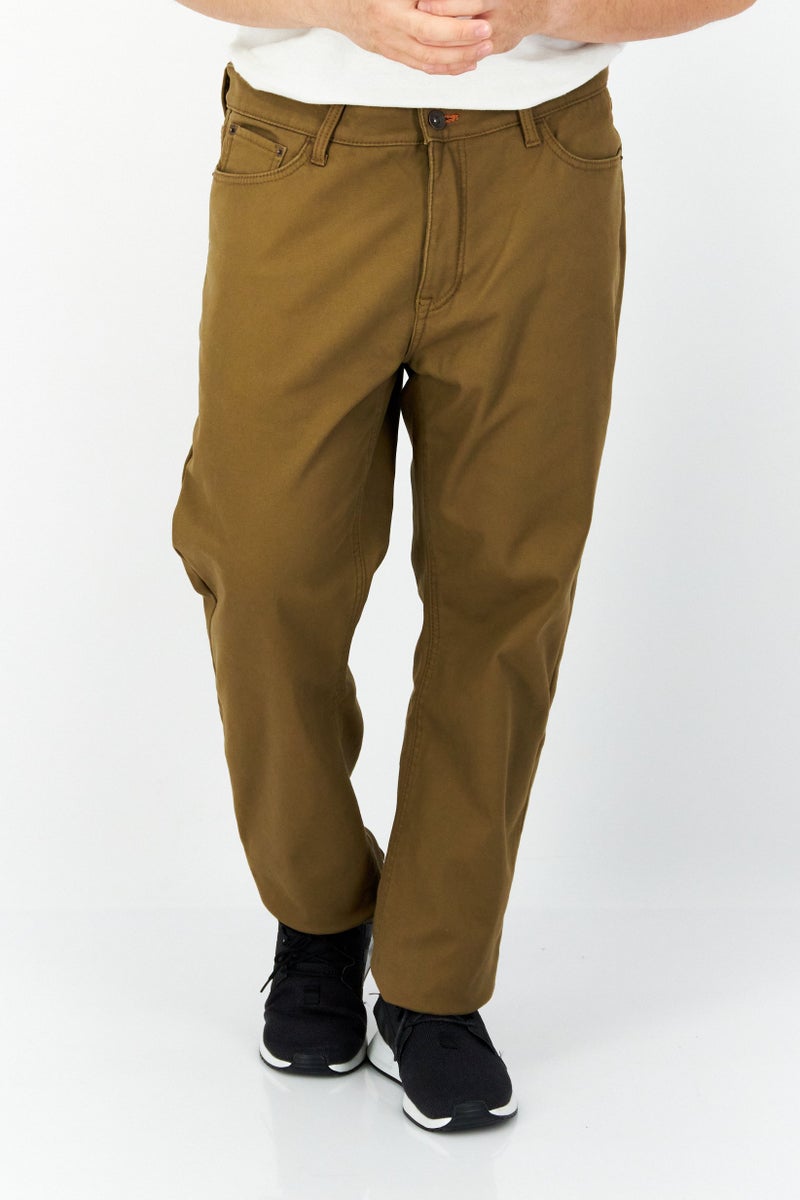 Weatherproof Men Vintage Regular Fit Solid Chino Pants, Brown  - Image 1