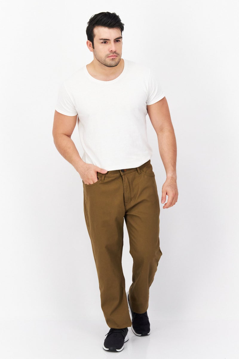 Weatherproof Men Vintage Regular Fit Solid Chino Pants, Brown  - Image 2