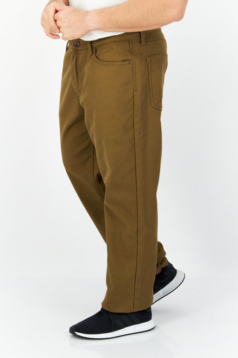 Weatherproof Men Vintage Regular Fit Solid Chino Pants, Brown  - Image 3