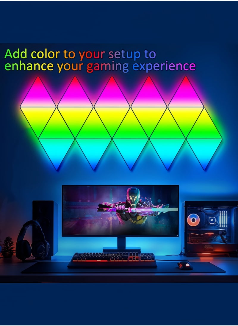 OHAHO - Triangle Lights Gaming with Remote & App Control - 10 Pack RGB Led Triangle Light Panels Geometry Night Lamp DIY Smart Wall Lights Sync to Music for Room Bar Decor Gaming Setup Party Decor - Image 1