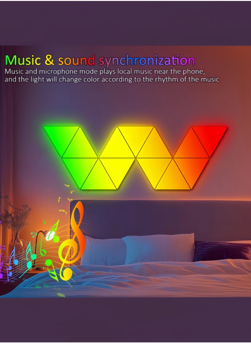 OHAHO - Triangle Lights Gaming with Remote & App Control - 10 Pack RGB Led Triangle Light Panels Geometry Night Lamp DIY Smart Wall Lights Sync to Music for Room Bar Decor Gaming Setup Party Decor - Image 1