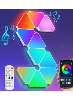 Triangle Lights Gaming with Remote & App Control - 10 Pack RGB Led Triangle Light Panels Geometry Night Lamp DIY Smart Wall Lights Sync to Music for Room Bar Decor Gaming Setup Party Decor