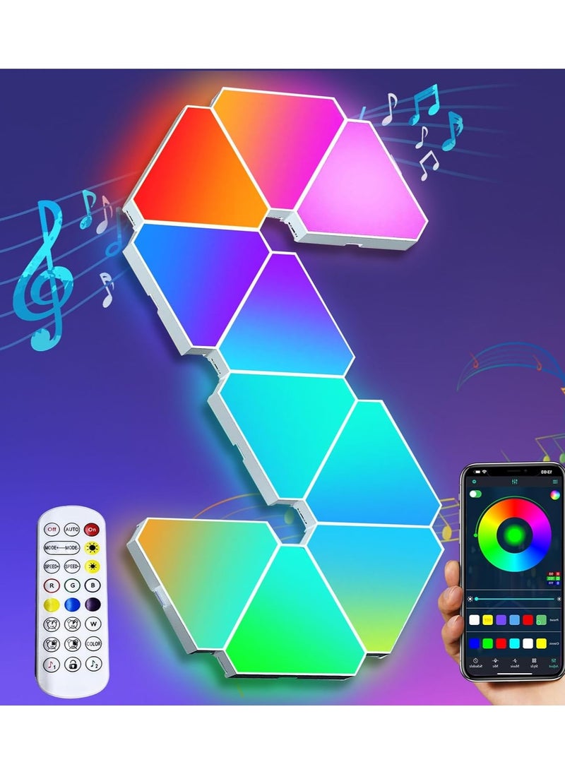 OHAHO - Triangle Lights Gaming with Remote & App Control - 10 Pack RGB Led Triangle Light Panels Geometry Night Lamp DIY Smart Wall Lights Sync to Music for Room Bar Decor Gaming Setup Party Decor - Image 1