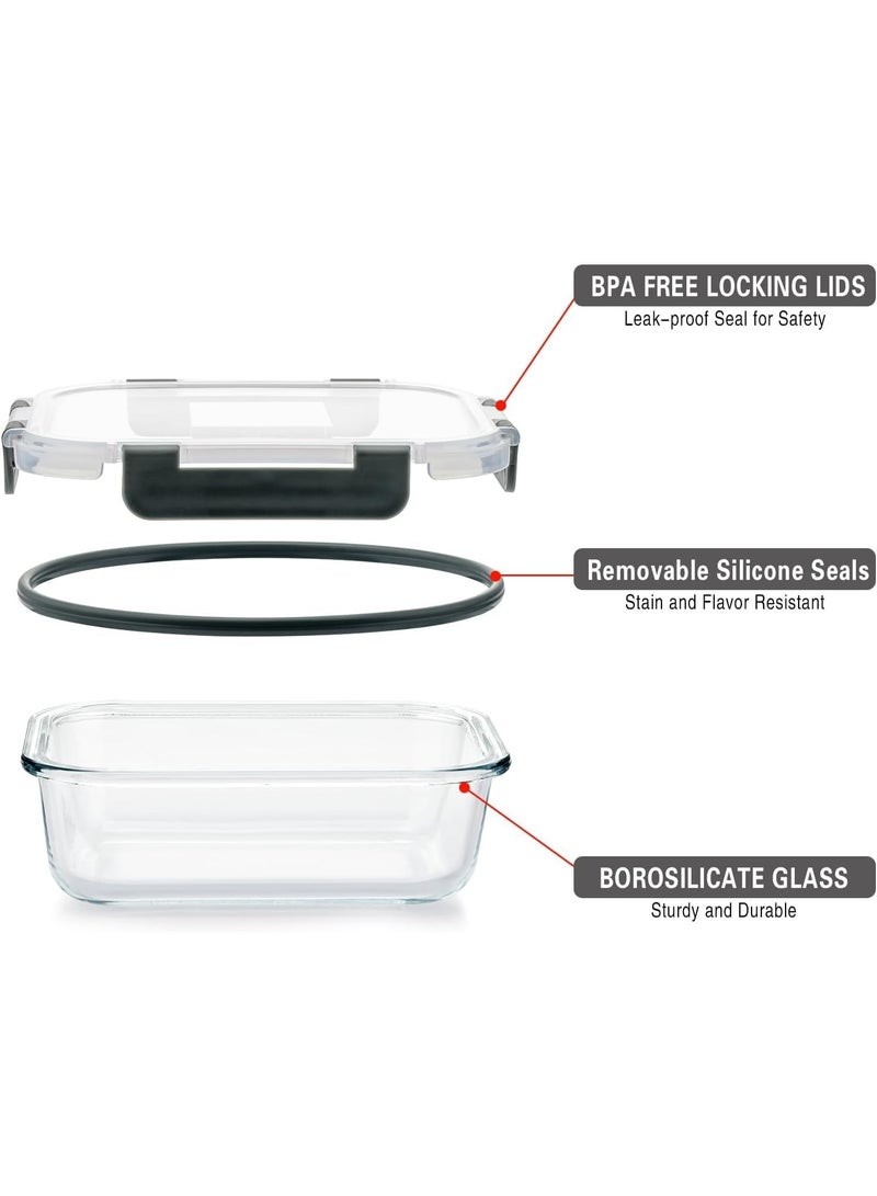 VERONES 10-Pack Meal Prep Container Set 22oz,Glass Food Storage Containers with Leak-Proof Locking Lids, Airtight Glass Containers, BPA-Free,Perfect for Kitchen Storage, Microwave,Freezer & Dishwasher - Image 2