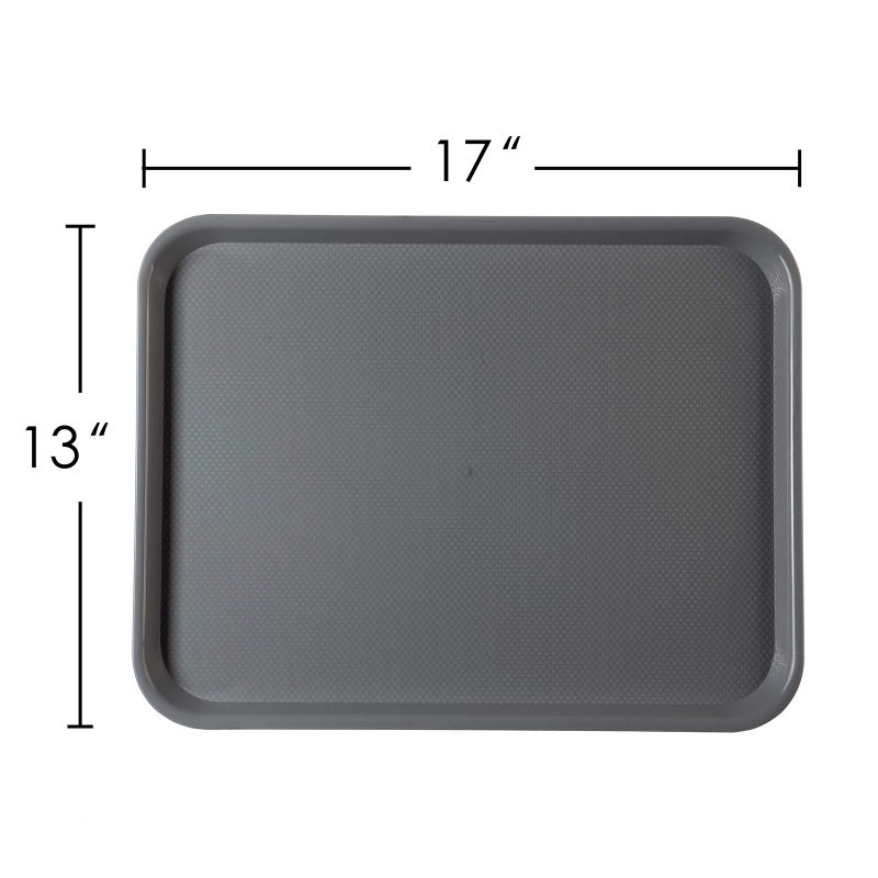 Eslite Rectangular Plastic Serving Trays,Fast Food Serving Cafeteria Trays,17"X13",Set of 6 (Grey) - Image 4