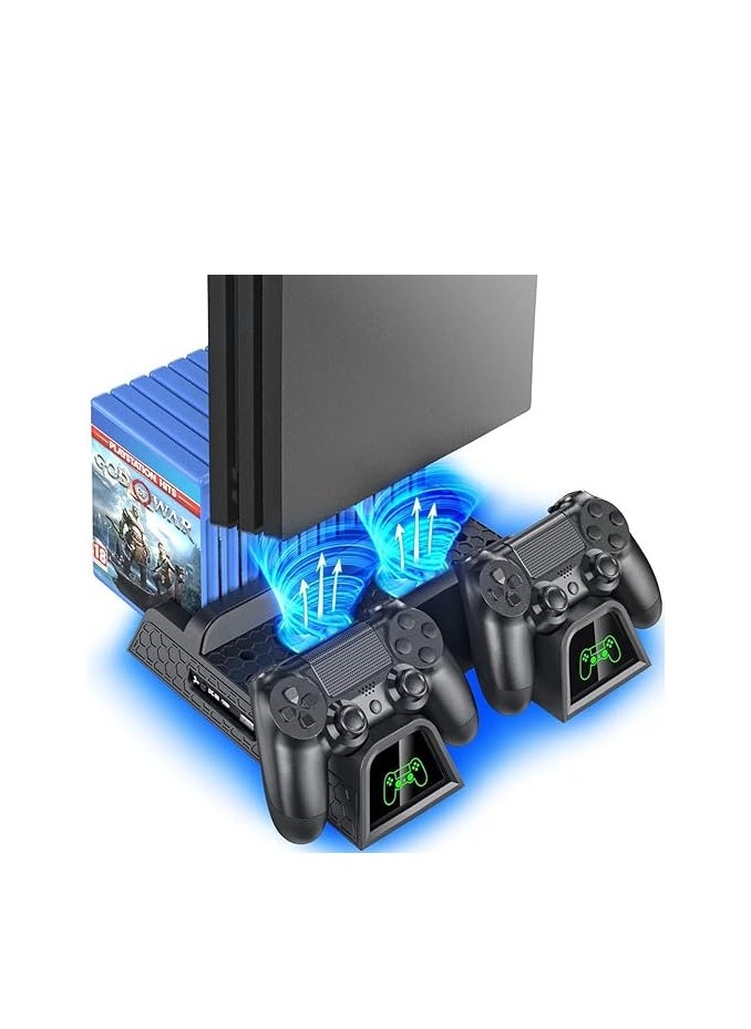 Generic - Vertical Stand with Dual Controller EXT Port Charger Dock Station and 12 Game Slots for Playstation 4/PS4 Slim/PS4 Pro, PS4 Pro - Image 1