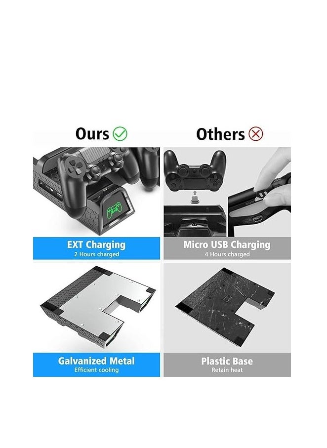 Generic - Vertical Stand with Dual Controller EXT Port Charger Dock Station and 12 Game Slots for Playstation 4/PS4 Slim/PS4 Pro, PS4 Pro - Image 1