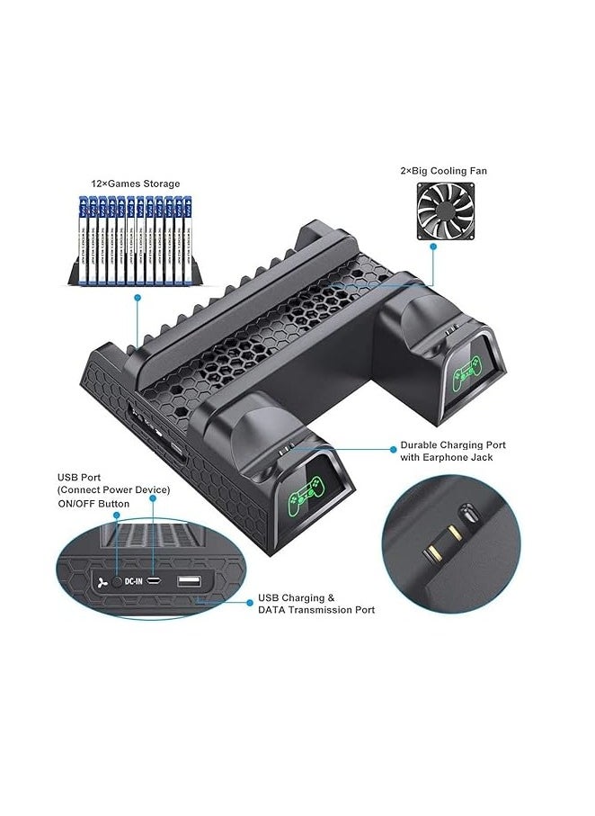 Generic - Vertical Stand with Dual Controller EXT Port Charger Dock Station and 12 Game Slots for Playstation 4/PS4 Slim/PS4 Pro, PS4 Pro - Image 1