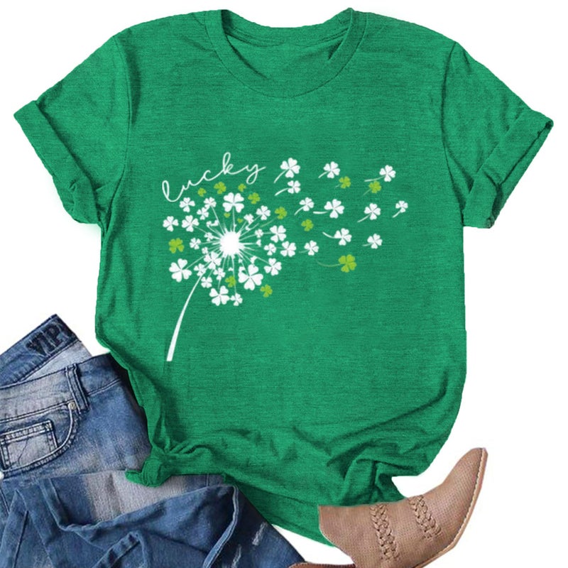 Prelike Powers St Patrick's Day Shirt Women: Funny Lucky Irish Shamrock Paddy's Day T-Shirt Casual Crewneck Short Sleeve - Image 1