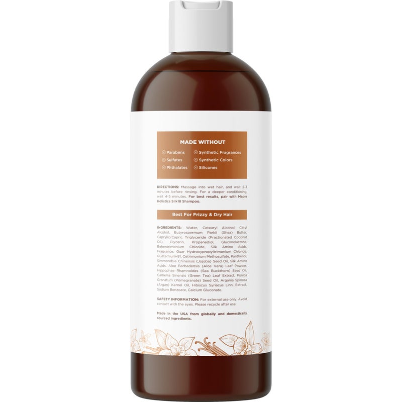 Maple Holistics Silk Protein Conditioner for Damaged Hair - Ultra Moisturizing Conditioner for Dry Hair with Deeply Nourishing Shea Butter Argan Oil Green Tea & Aloe - Helps Define Curls & Control Frizz (16 Fl Oz) - Image 4