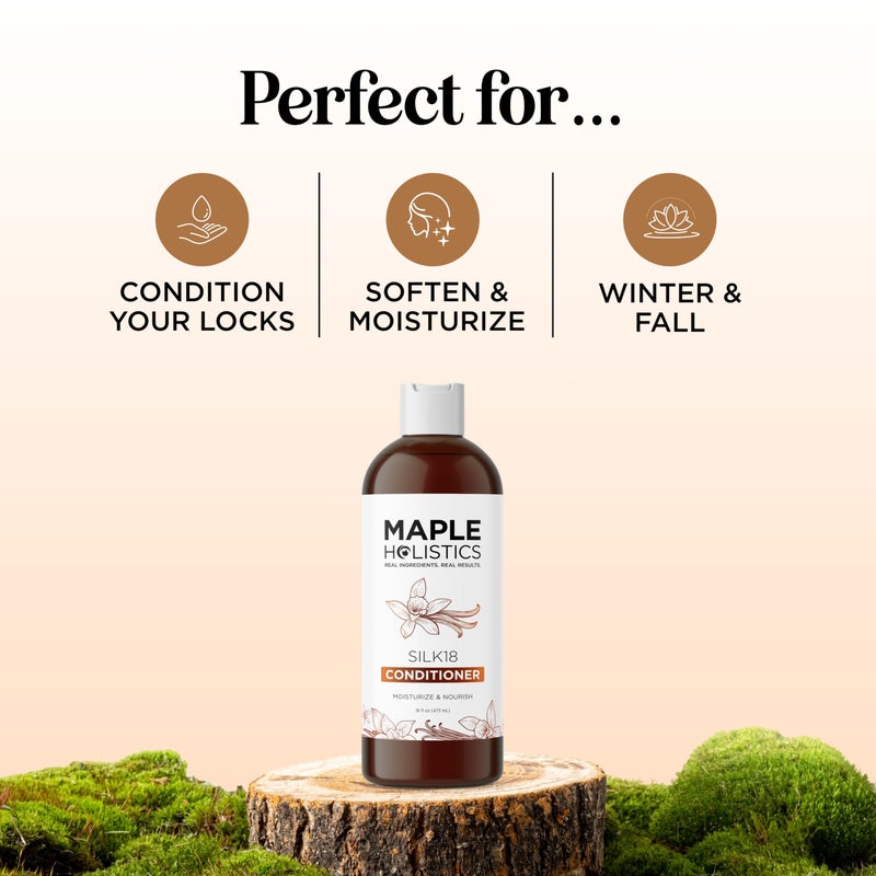 Maple Holistics Silk Protein Conditioner for Damaged Hair - Ultra Moisturizing Conditioner for Dry Hair with Deeply Nourishing Shea Butter Argan Oil Green Tea & Aloe - Helps Define Curls & Control Frizz (16 Fl Oz) - Image 2