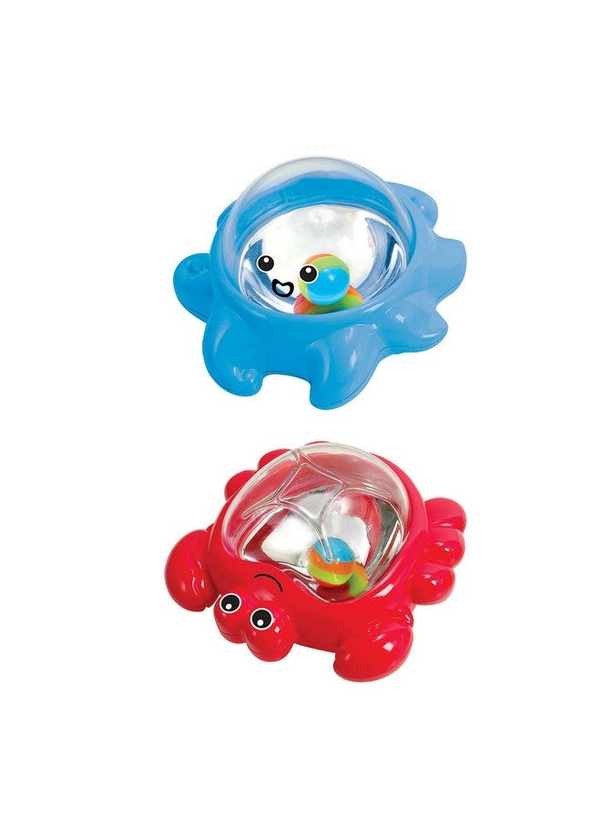 PlayGo Octopus and Crab Rattle Baby Bath Toy | Floating Plastic Animal Toys Set | Interactive Fun Bath time Gifts| Interior Mirror Reflecting Balls| Colorful Bathtub and Pool Floating Accessories - Image 1