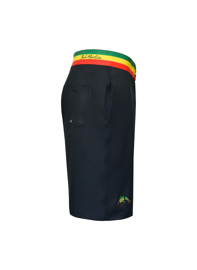 BOB MARLIN Bob Marlin Performance Board Shorts Swimming Trunks Quick Dry Black Rasta  - Image 3