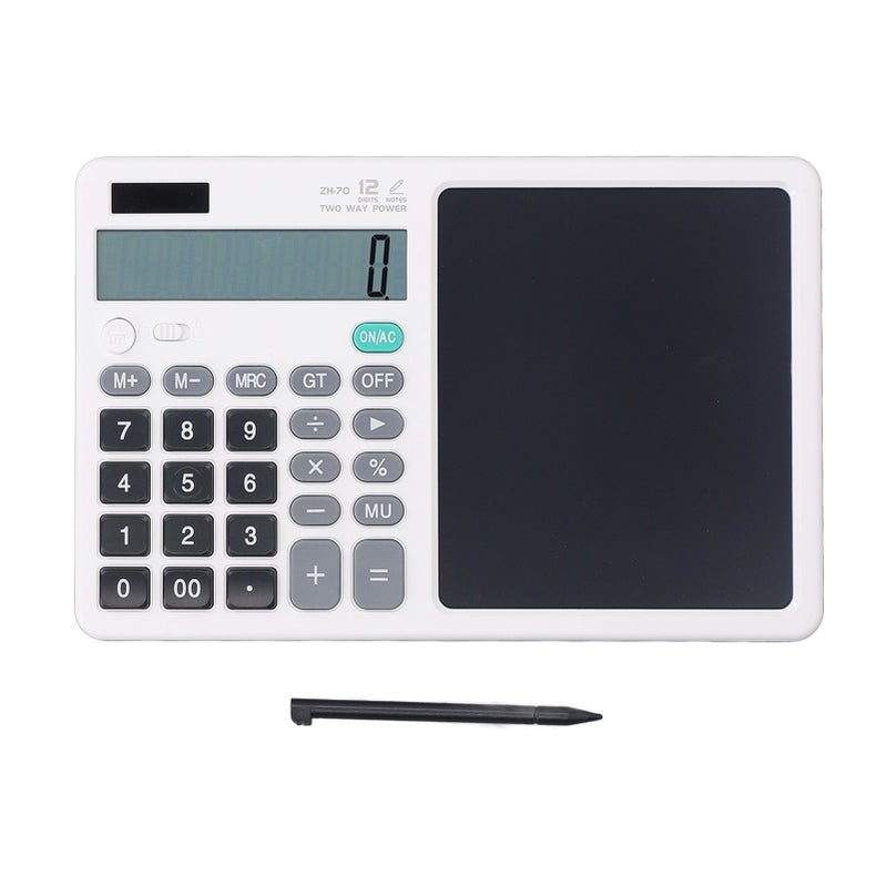 حاسبة شاشة LCD لوحي متعدد الوظائف لالرسومات والتعليقات الدقيقة العملية المحمولة حاسبة رياضية مع دفتر ملاحظات للمكتب والمحاسبة المالية لون أبيض - Image 1