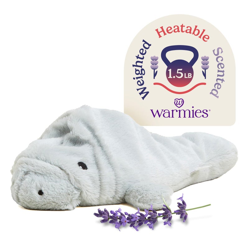 warmies Microwavable & Weighted Stuffed Animals, Manatee - Heated Stuffed Animal Plushie for Warmth & Comfort - Cute Soft Plush Toys for Adults & Children (Boys, Girls, Babies & Toddlers) - Image 1