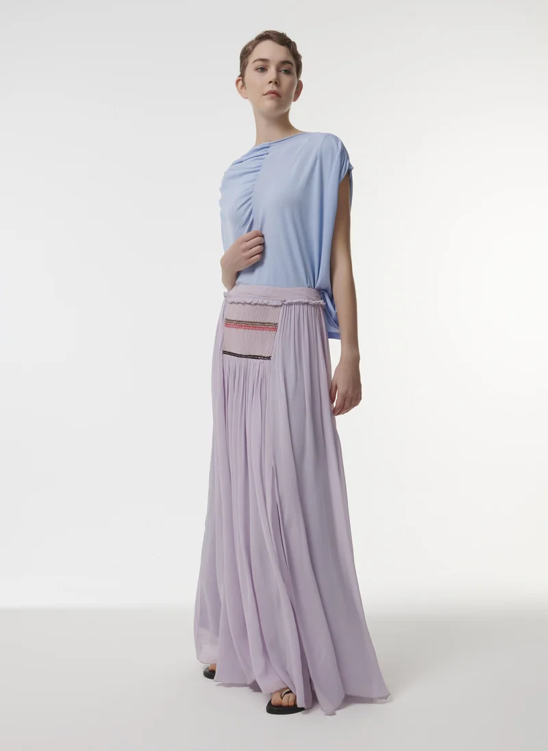 leem Contrast Embroidered Skirt