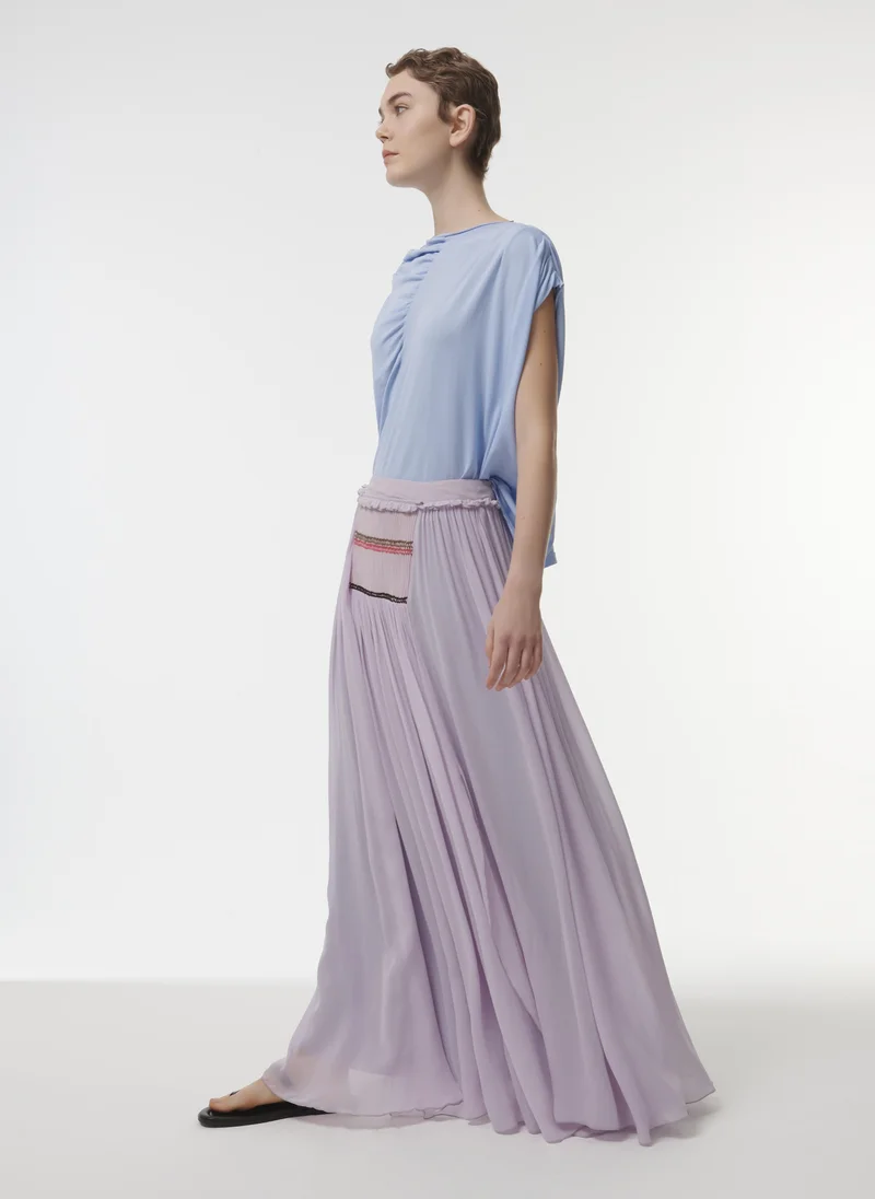 leem Contrast Embroidered Skirt