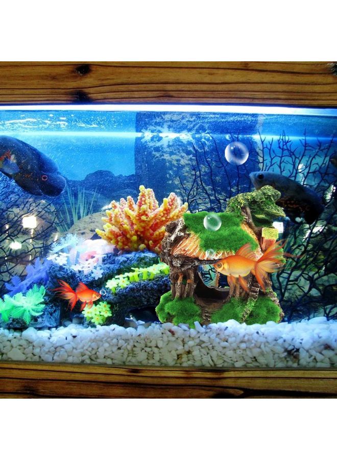 NIBEMINENT Artificial Moss House Shaped Aquarium Ornament Green/Red/Beige 13x8.50x10.50cm - Image 2