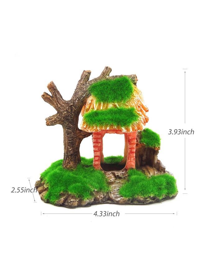 NIBEMINENT Artificial Moss House Shaped Aquarium Ornament Green/Red/Beige 13x8.50x10.50cm - Image 3